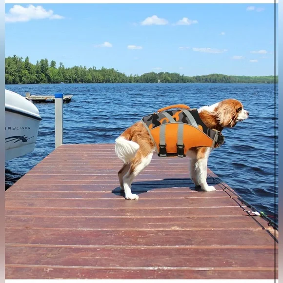 NWT- Dog Life Jacket, High Visibility Ripstop, Adjustable size L, OrangeCamo - Picture 5 of 11